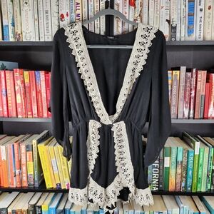 Toska Black Jumpsuit with Cream Lace Trim